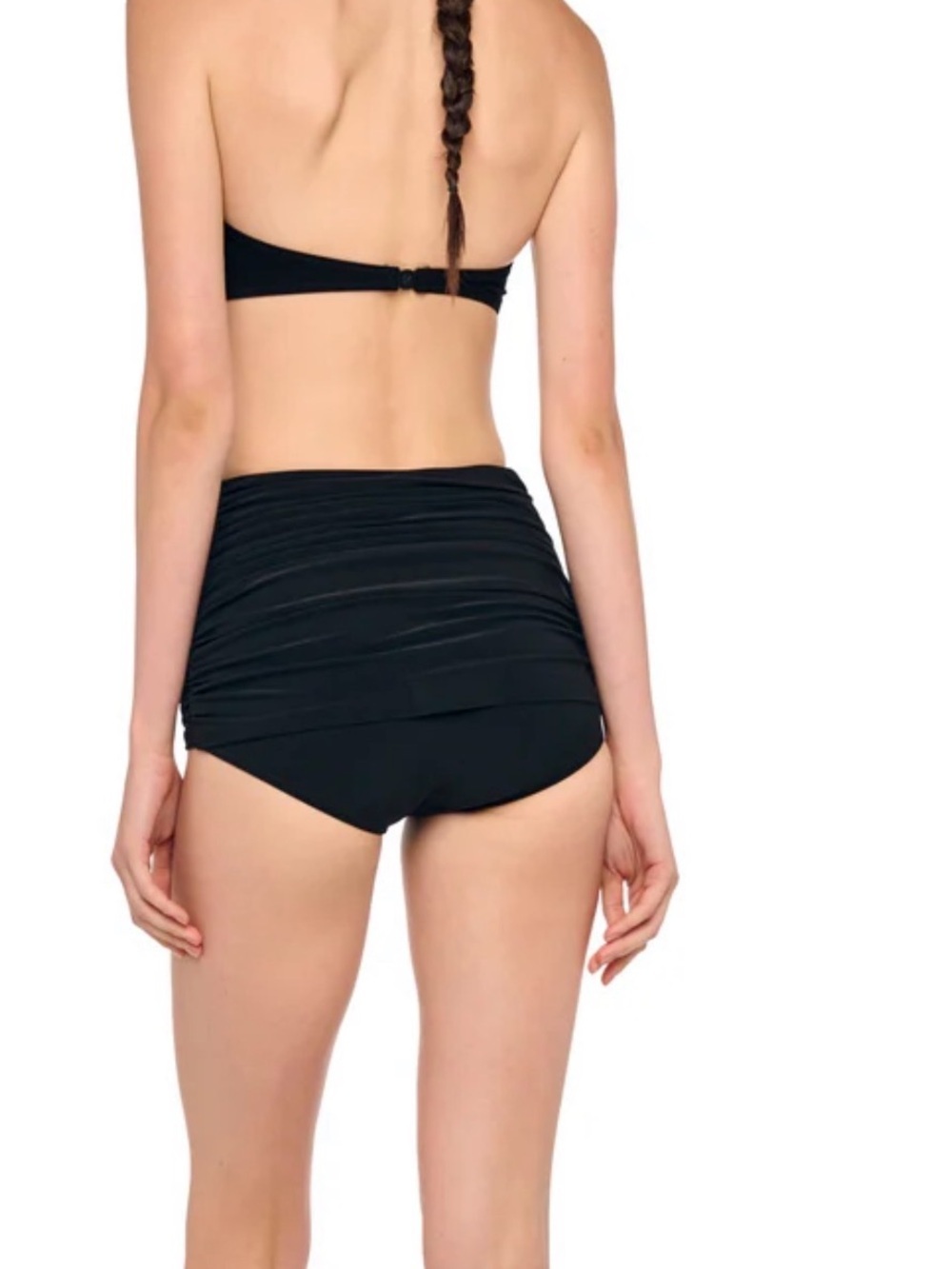 Norma Kamali Black Halter Twist Bikini with High-Waist Ruched Skirt - Picture 2 of 8